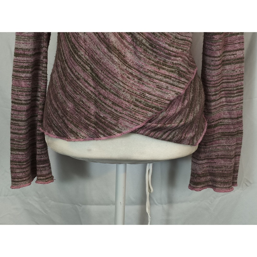 VTG Y2K Purple Blend Long Bell Sleeve Wrap Crossover Lettuce Edge Juniors Medium - Picture 9 of 9